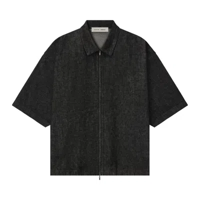 Pre-owned Essentials Fear Of God  Denim Full Zip Work Shirt 'vintage Black' | Men's Size M