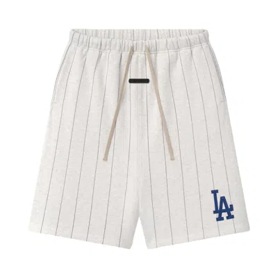 Pre-owned Essentials Fear Of God  Dodgers 90's Sweatshort 'oatmeal Heather W Dark Sapphire Pinstripes' | Cream  In White