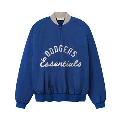 Pre-owned Essentials Fear Of God  Dodgers Half Zip Pullover 'estate Blue/seal Rib' | Men's Size S