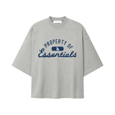Pre-owned Essentials Fear Of God  Dodgers Merch Tee 'concrete Heather' | Grey | Men's Size L In Gray