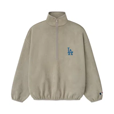 Pre-owned Essentials Fear Of God  Dodgers Suede Fleece Modern Half Zip 'seal' | Grey | Men's Size S In Gray