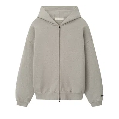 Pre-owned Essentials Fear Of God  Embossed 90s Relaxed Zip Up Hoodie 'ash Heather' | Grey | Men's Size M