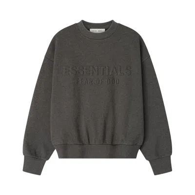 Pre-owned Essentials Fear Of God  Embossed Classic Crewneck Sweatshirt 'charcoal Heather' | Grey | Men's Size L In Gray