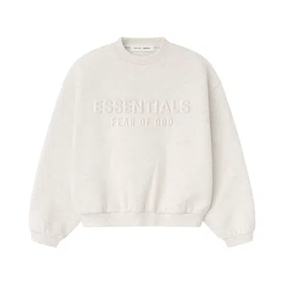 Pre-owned Essentials Fear Of God  Embossed Classic Crewneck Sweatshirt 'oatmeal Heather' | Cream | Kid's Size 8 In White