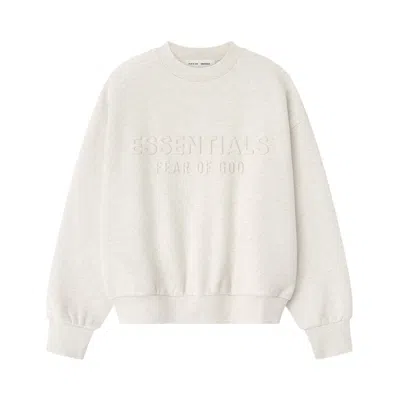 Pre-owned Essentials Fear Of God  Embossed Classic Crewneck Sweatshirt 'oatmeal Heather' | Grey | Men's Size S