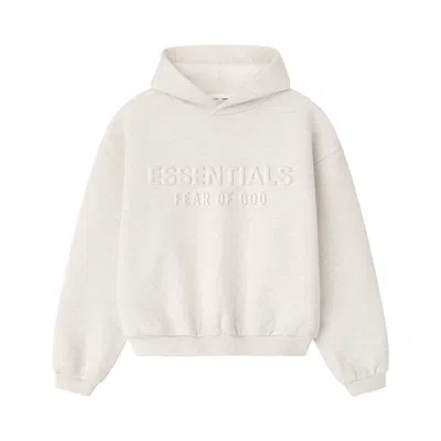 Pre-owned Essentials Fear Of God  Embossed Classic Hoodie 'oatmeal Heather' | Cream | Kid's Size 12 In White