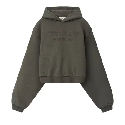 Pre-owned Essentials Fear Of God  Embossed Cropped Hoodie 'ash Heather' | Grey | Women's Size M