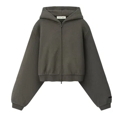Pre-owned Essentials Fear Of God  Embossed Cropped Zip-up Hoodie 'ash Heather' | Grey | Women's Size Xl