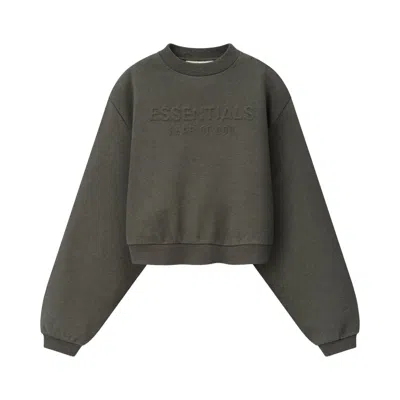 Pre-owned Essentials Fear Of God  Embossed Modern Cropped Crewneck 'ash Heather' | Grey | Women's Size Xs
