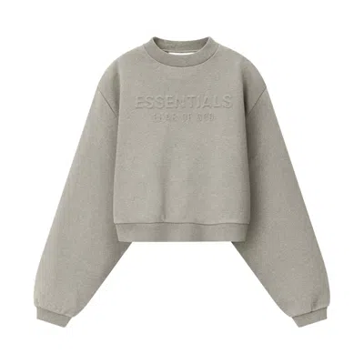 Pre-owned Essentials Fear Of God  Embossed Modern Cropped Crewneck 'warm Heather' | Grey | Women's Size L