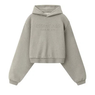 Pre-owned Essentials Fear Of God  Embossed Modern Cropped Hoodie 'warm Heather' | Grey | Women's Size Xs