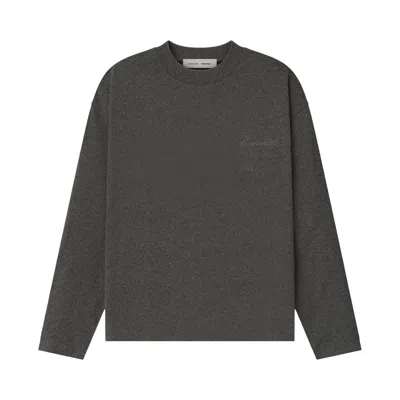 Pre-owned Essentials Fear Of God  Embroidered Classic Fit Long-sleeve 'charcoal Heather' | Grey | Men's Size Xx In Gray