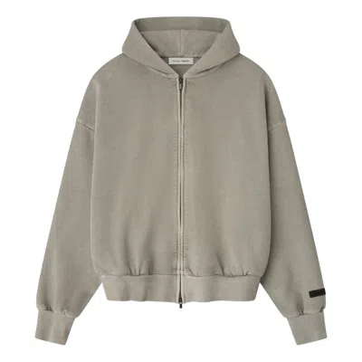 Essentials Fear Of God  Embroidered Classic Full Zip Hoodie 'smoke Grey' In Gray