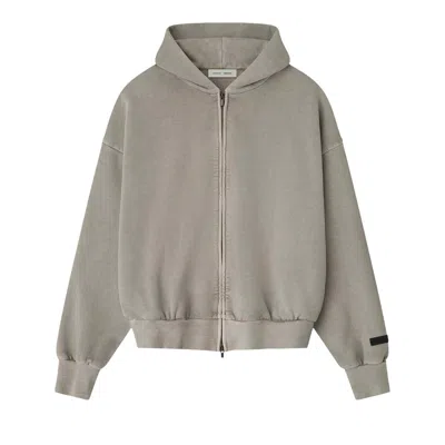 Pre-owned Essentials Fear Of God  Embroidered Classic Full Zip Hoodie 'smoke Grey' | Men's Size Xs In Gray