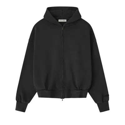 Pre-owned Essentials Fear Of God  Embroidered Classic Full Zip Hoodie 'vintage Black' | Men's Size L