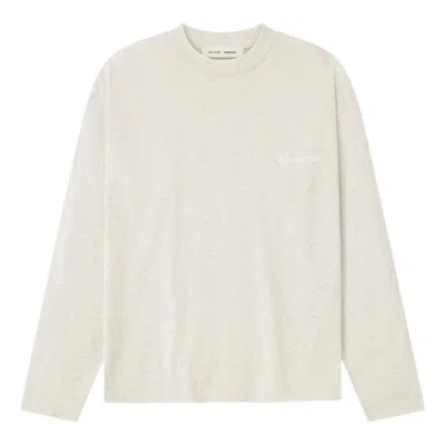 Essentials Fear Of God  Embroidered Classic Long Sleeve T-shirt 'oatmeal Heather' In Neutral