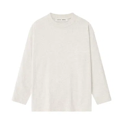 Pre-owned Essentials Fear Of God  Embroidered Classic Long-sleeve Tee 'oatmeal Heather' | Cream | Kid's Size 12