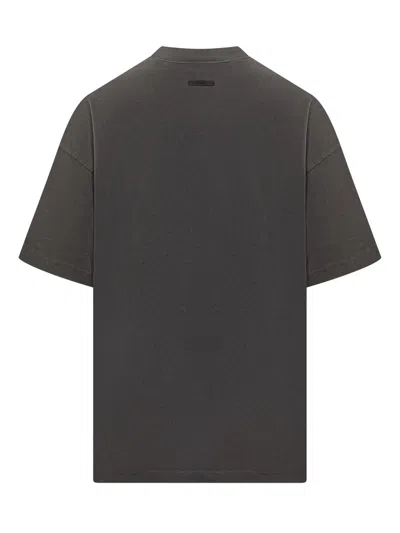 Essentials Fear Of God  Embroidered Logo T-shirt In Faded Black