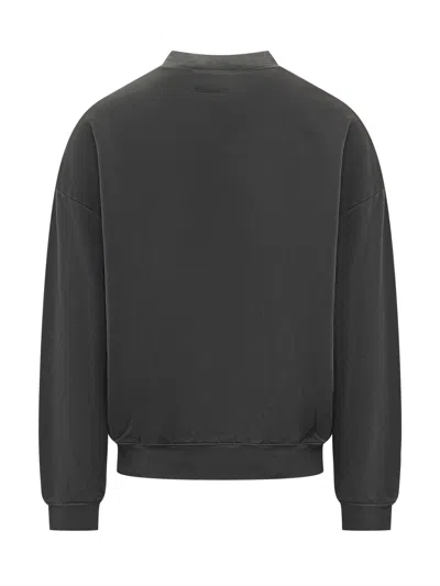Essentials Fear Of God  Essential Crewneck Sweatshirt With Front Print In Faded Black