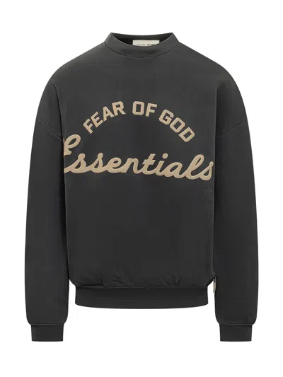 Essentials Fear Of God  Essential Crewneck Sweatshirt With Front Print In Gray