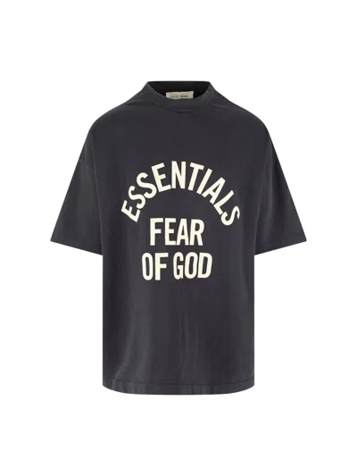 Essentials Fear Of God   100% Cotton T-shirt For Men In Black