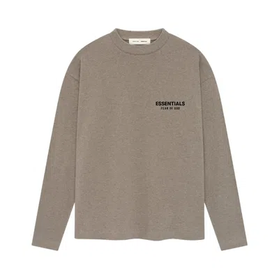 Pre-owned Essentials Fear Of God   Classic Long Sleeve Tee 'homestead Heather' | Tan | Men's Size Xs In Brown