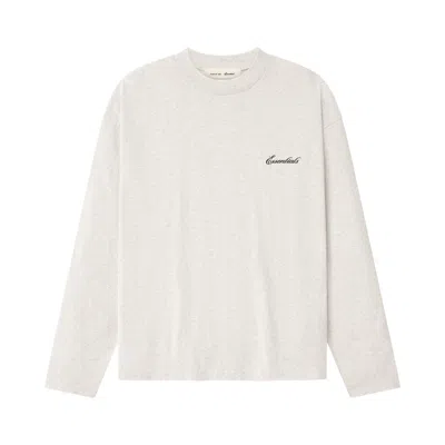 Pre-owned Essentials Fear Of God   Classic Long Sleeve Tee 'oatmeal Heather' | Cream | Men's Size Xs In White