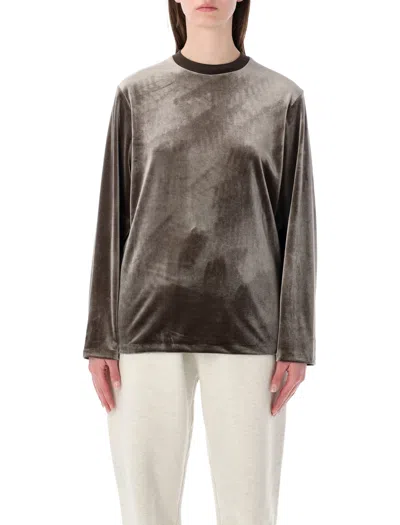 Essentials Fear Of God   Fear Of God Ls Velour Tee In Brown