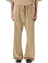 Essentials Flare Logo-patch Drawstring Track Pants In Brown