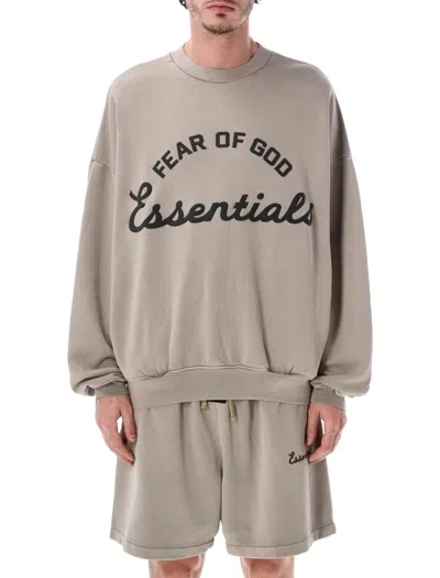 Essentials Fear Of God  Faded Seal Cotton Fleece Crewneck Sweatshirt In Gray