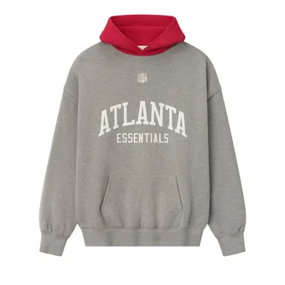 Pre-owned Essentials Fear Of God  Falcons Hoodie 'dark Heather/red' | Grey | Men's Size L In Gray