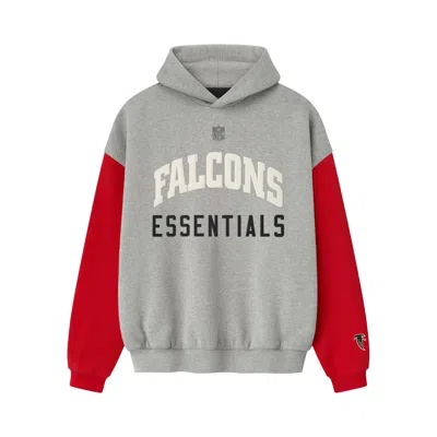 Pre-owned Essentials Fear Of God  Falcons Sport Hoodie 'concrete Heather/ Red' | Grey | Men's Size M In Gray