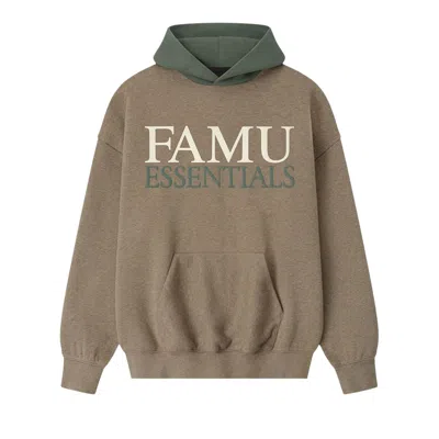 Pre-owned Essentials Fear Of God  Famu Sport Hoodie 'homestead Heather/balsam Green' | Tan | Men's Size L In Brown