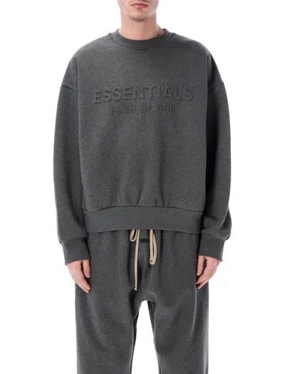 Essentials Fear Of God  Fear Of God  Embossed Crewneck Grey In Black
