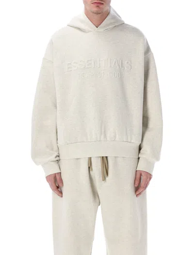 Essentials Embossed-logo Hoodie In White