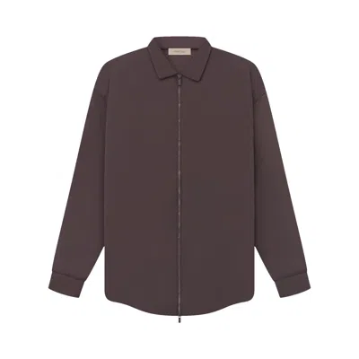 Pre-owned Essentials Fear Of God  Filled Nylon Shirt Jacket 'plum' In Brown