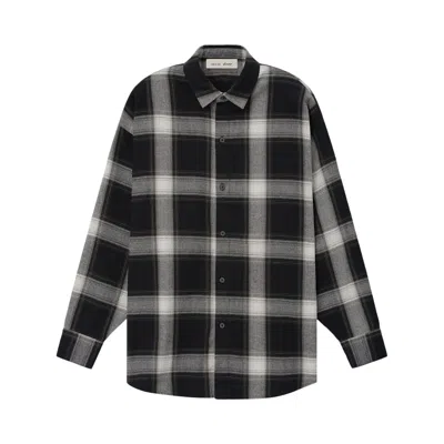Pre-owned Essentials Fear Of God  Flannel Button Up Shirt 'iron Grey Plaid' | Women's Size L
