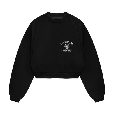 Pre-owned Essentials Fear Of God  Fleece Cropped Crewneck 'black' | Women's Size Xl