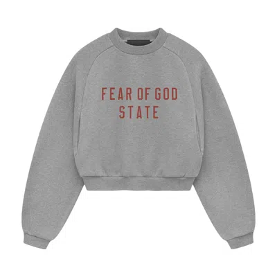 Pre-owned Essentials Fear Of God  Fleece Cropped Crewneck 'dark Heather' | Grey | Women's Size M In Gray
