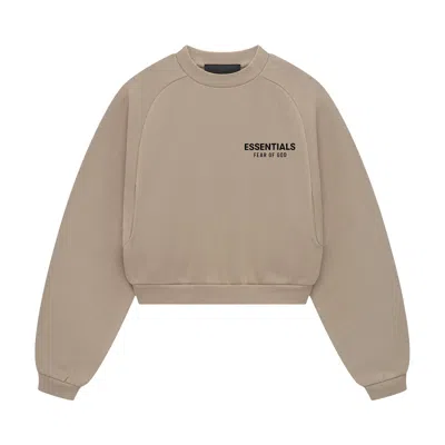 Pre-owned Essentials Fear Of God  Fleece Cropped Crewneck 'desert Sand' | Tan | Women's Size M