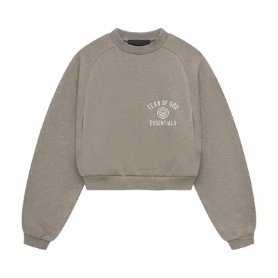 Pre-owned Essentials Fear Of God  Fleece Cropped Crewneck 'heather Grey' | Women's Size L In Gray