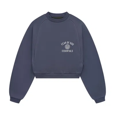 Pre-owned Essentials Fear Of God  Fleece Cropped Crewneck 'marine' | Blue | Women's Size Xs
