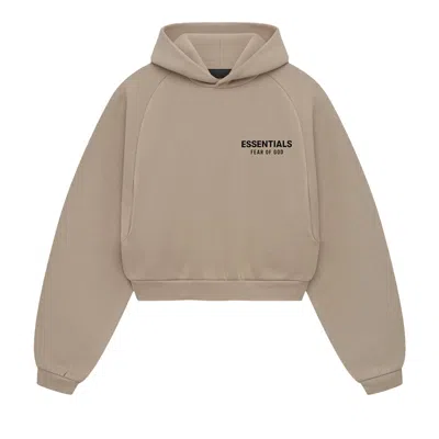 Pre-owned Essentials Fear Of God  Fleece Cropped Hoodie 'desert Sand' | Tan | Women's Size Xl