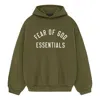 Essentials Fear Of God  Fleece Hoodie 'military' In Green