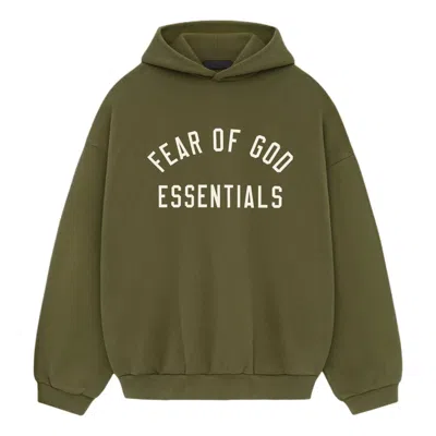 Essentials Fear Of God  Fleece Hoodie 'military' In Green