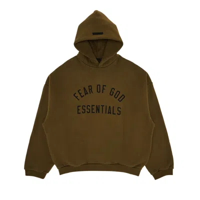 Pre-owned Essentials Fear Of God  Fleece Hoodie 'olive' | Green | Men's Size Xxs