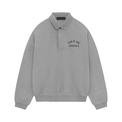 Pre-owned Essentials Fear Of God  Fleece Polo 'dark Heather' In Grey