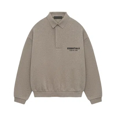 Pre-owned Essentials Fear Of God  Fleece Polo 'heather Grey'