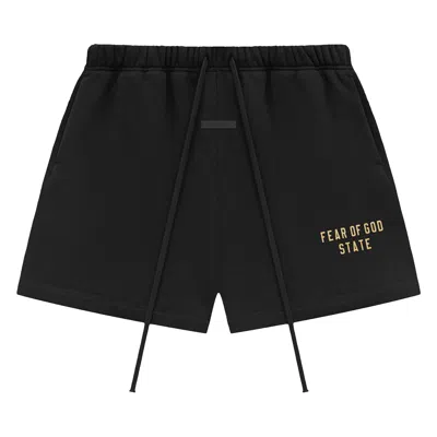 Pre-owned Essentials Fear Of God  Fleece Soccer Short 'black'