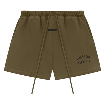 Pre-owned Essentials Fear Of God  Fleece Soccer Short 'olive' | Green | Men's Size Xxl